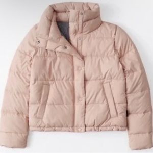 Pink abercrombie mini puffer jacket